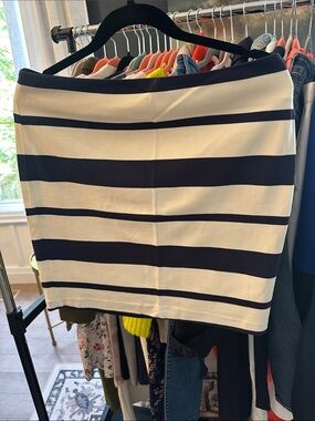 Banana Republic Navy and White Striped Mini Skirt